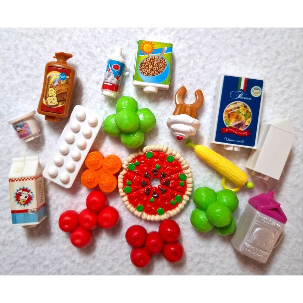 Barbie Size 1/6 Scale Food Lot Eggs Pizza Fruit Bread Milk Corn Diorama Kitchen